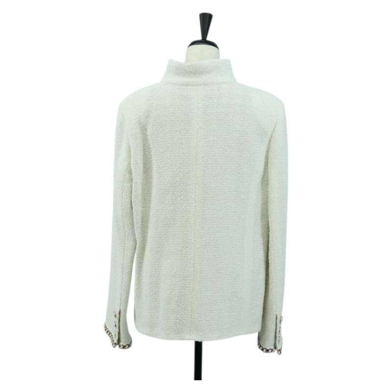 【日本直送】香奈兒白色斜紋軟呢外套，CC標誌，貨號158561SM-1