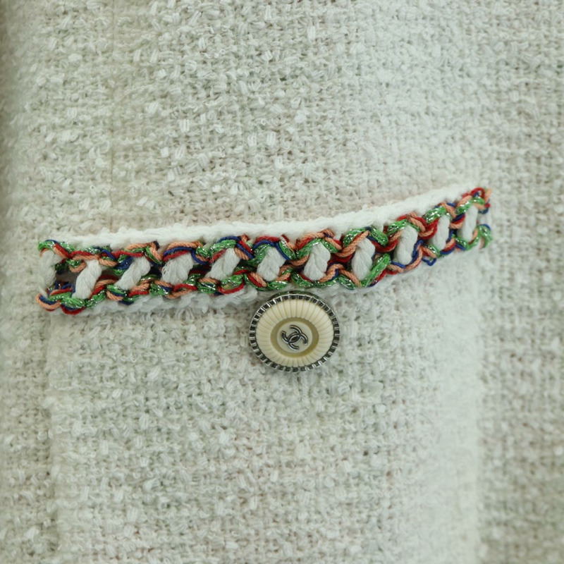 【日本直送】香奈兒白色斜紋軟呢外套，CC標誌，貨號158561SM-7