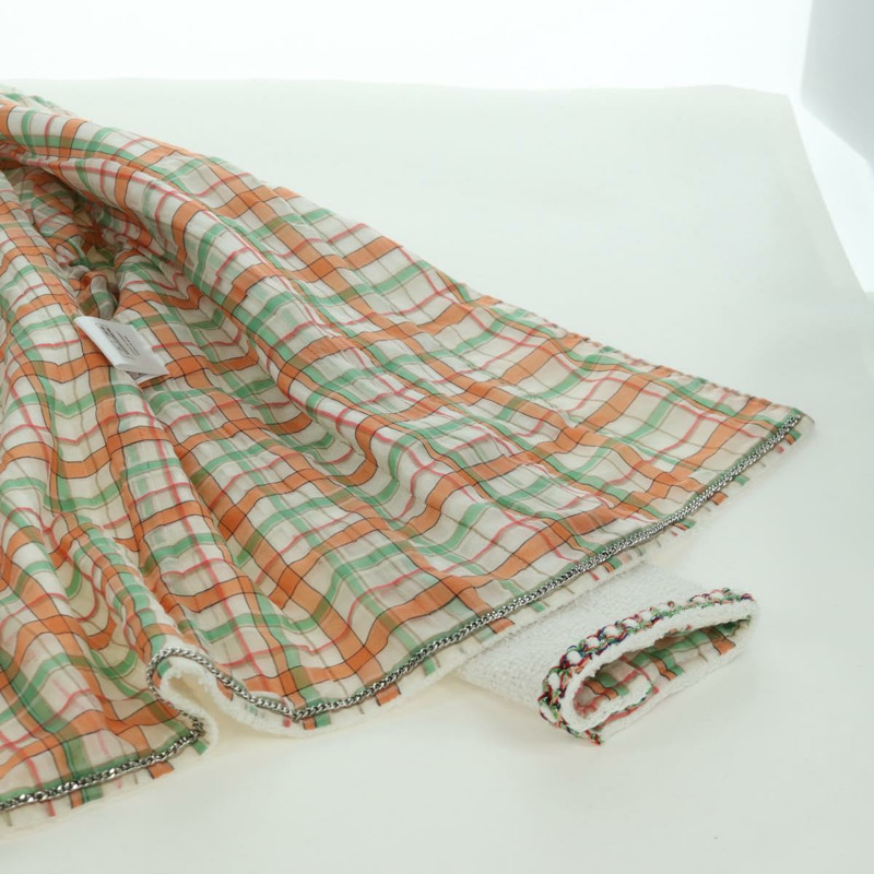 【日本直送】香奈兒白色斜紋軟呢外套，CC標誌，貨號158561SM-12