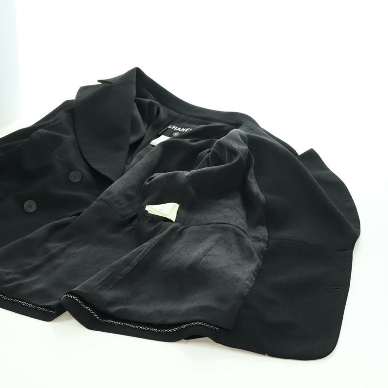 【日本直送】香奈兒黑色人造絲夾克，CC標誌，貨號158563M-9