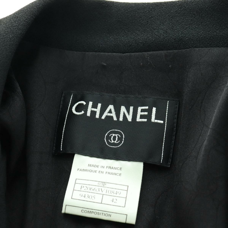 【日本直送】香奈兒黑色人造絲夾克，CC標誌，貨號158563M-10