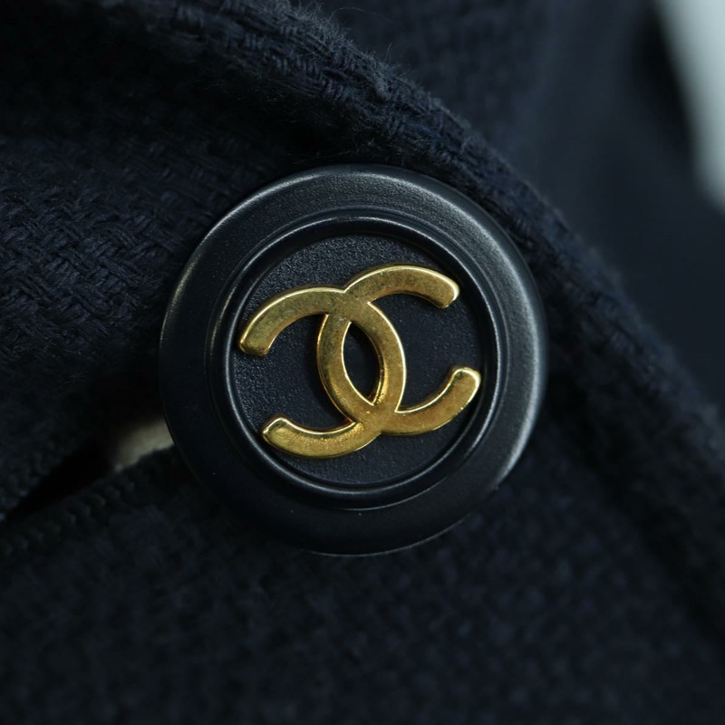 【日本直送】香奈兒雙排扣外套，棉質，海軍藍，CC標誌，正品 am10874V-6