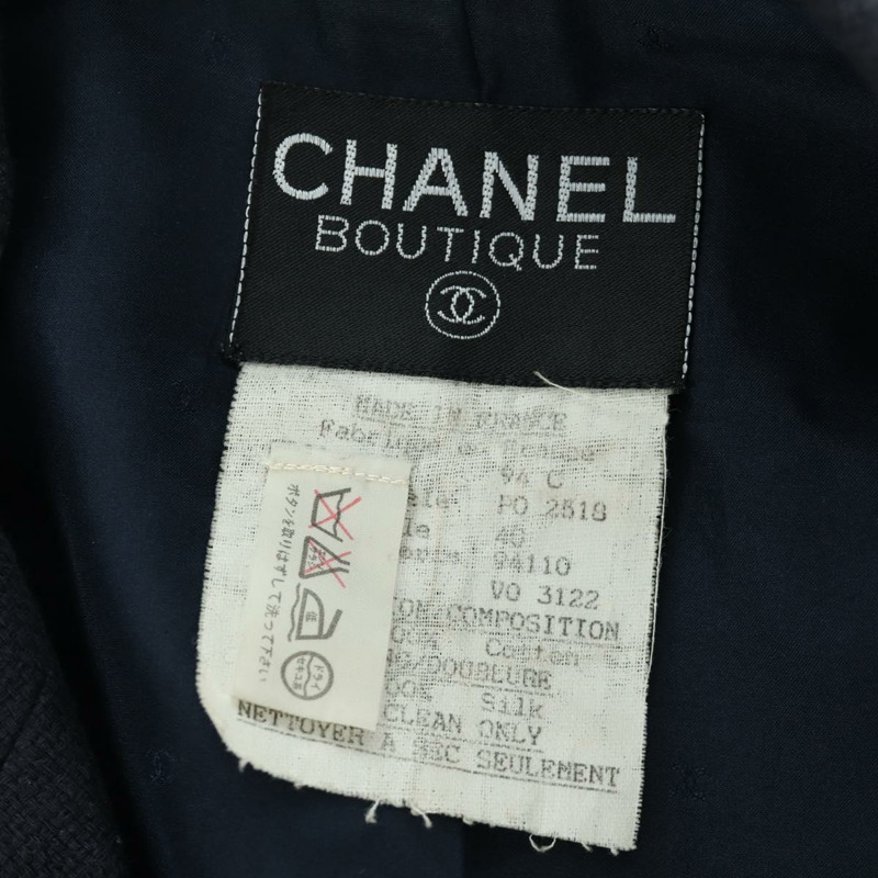【日本直送】香奈兒雙排扣外套，棉質，海軍藍，CC標誌，正品 am10874V-8
