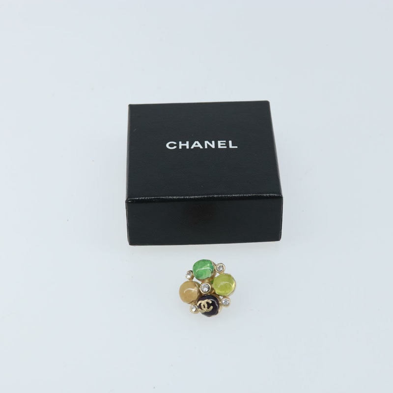 【日本直送】香奈兒 CC Gripoix 寶石胸針，金屬材質，多色金色，CC Auth am10855V-8