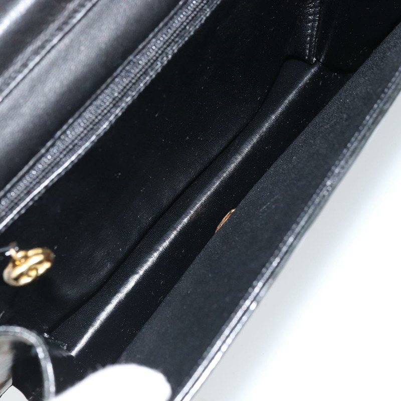 【日本直送】香奈兒鏈條肩背包 漆皮 黑色 金色 CC 標誌 Auth bs32777-10