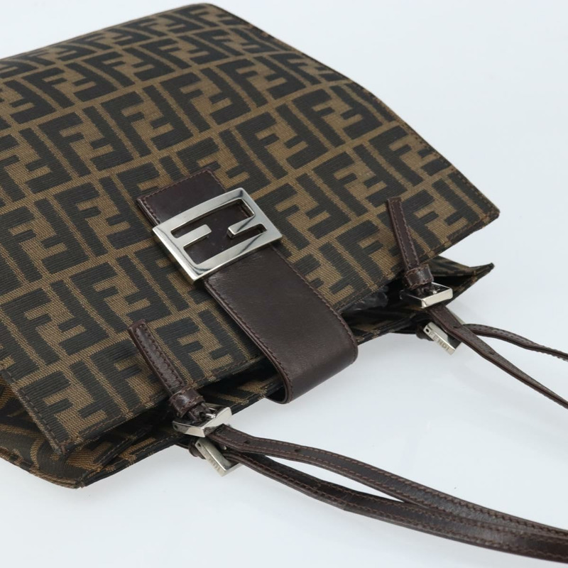 【日本直送】FENDI Zucca帆布Mamma Baguette手袋 黑色棕色 正品 171483V-5