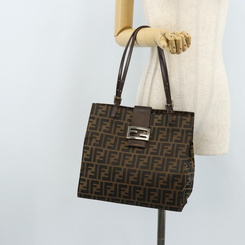 【日本直送】FENDI Zucca帆布Mamma Baguette手袋 黑色棕色 正品 171483V-26