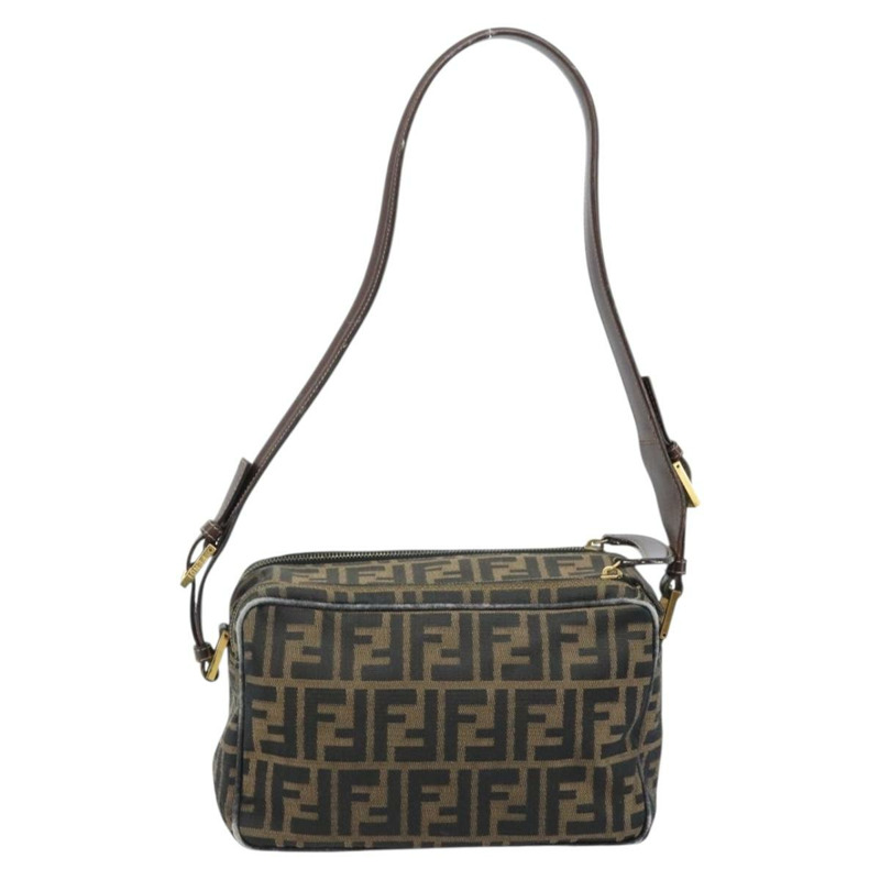 【日本直送】FENDI Zucca帆布單肩包 棕色/黑色 正品 LNZ068-1