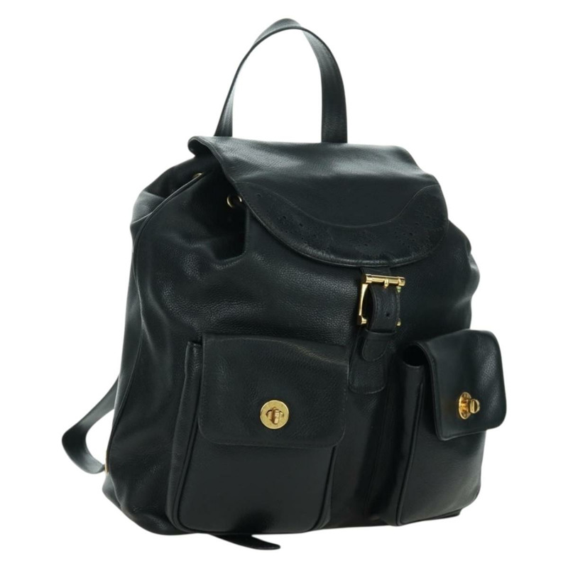 【日本直送】蒂芬妮 (TIFFANY&Co.) 黑色金色皮革雙肩包，正品 LNZ354V-0