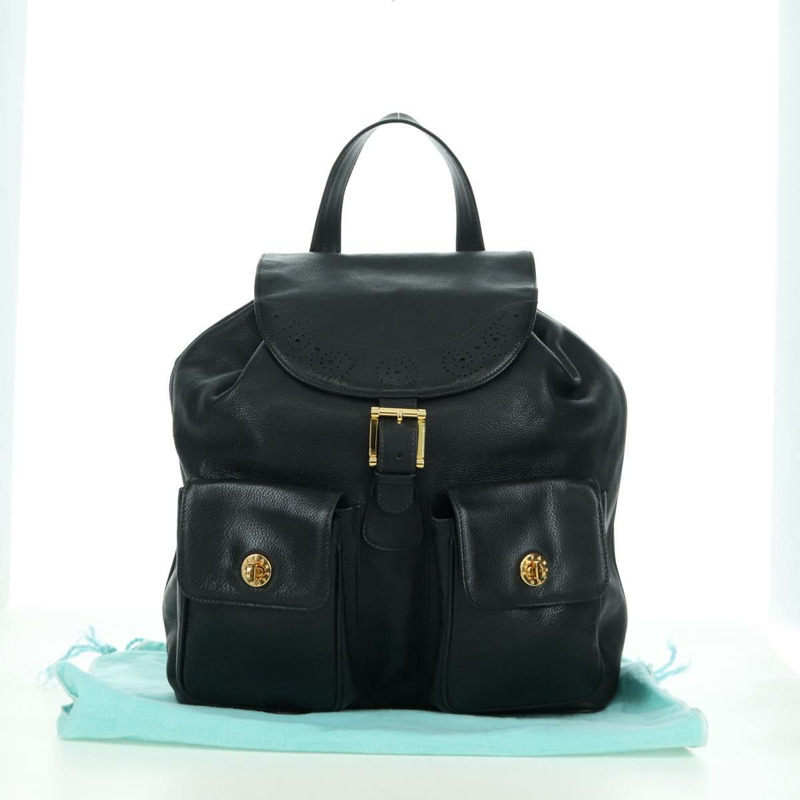 【日本直送】蒂芬妮 (TIFFANY&Co.) 黑色金色皮革雙肩包，正品 LNZ354V-11