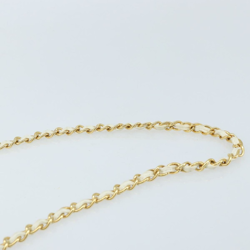 【日本直送】香奈兒 (CHANEL) 絎縫鏈條單肩包，羊皮材質，白色金色，CC標誌，正品 LNZ336A-7