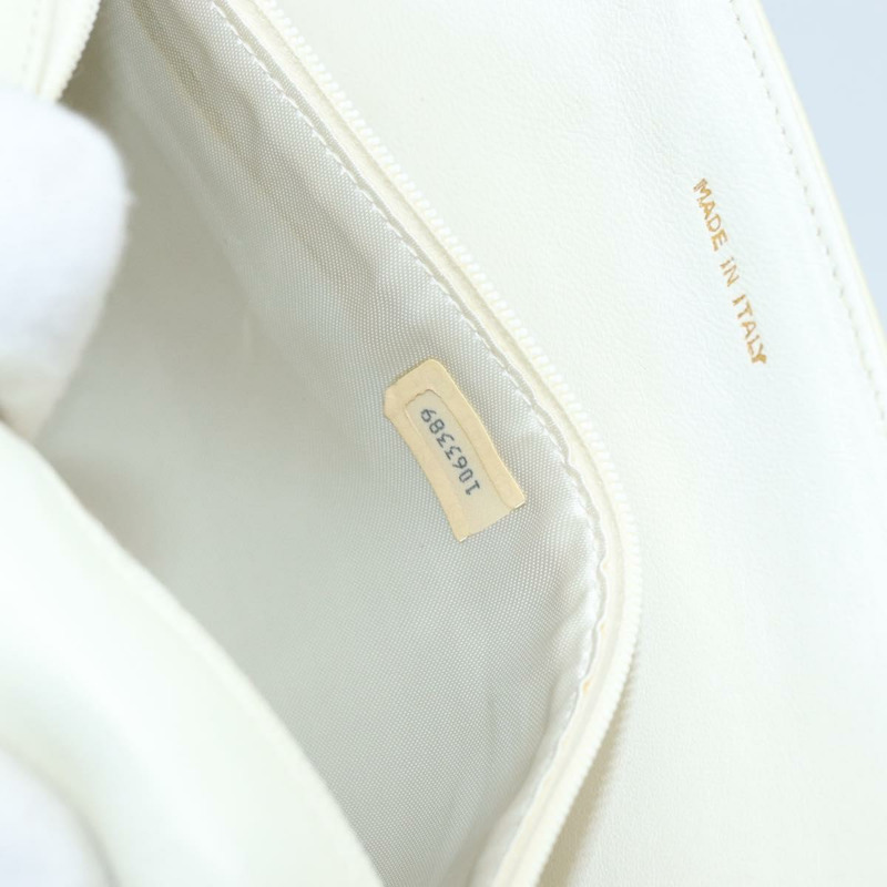 【日本直送】香奈兒 (CHANEL) 絎縫鏈條單肩包，羊皮材質，白色金色，CC標誌，正品 LNZ336A-10