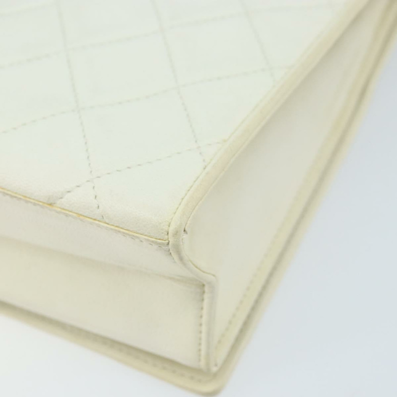 【日本直送】香奈兒 (CHANEL) 絎縫鏈條單肩包，羊皮材質，白色金色，CC標誌，正品 LNZ336A-14