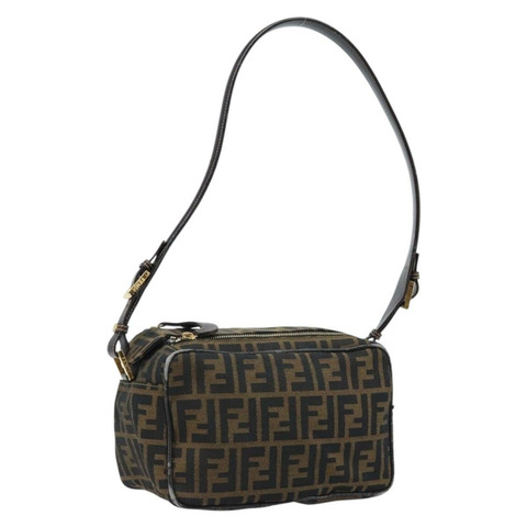 FENDI Zucca帆布單肩包 棕色 黑色 正品 LNZ213