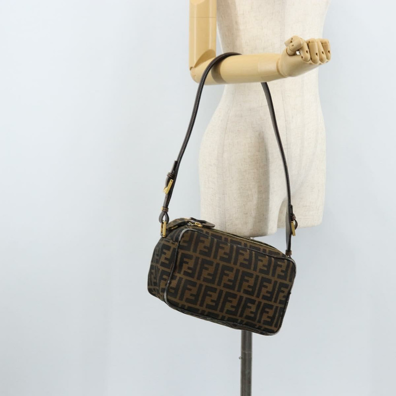 【日本直送】FENDI Zucca帆布單肩包 棕色 黑色 正品 LNZ213-22