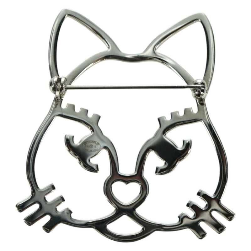 【日本直送】香奈兒貓咪胸針，金屬銀色，CC標誌，貨號ARZ169M-5