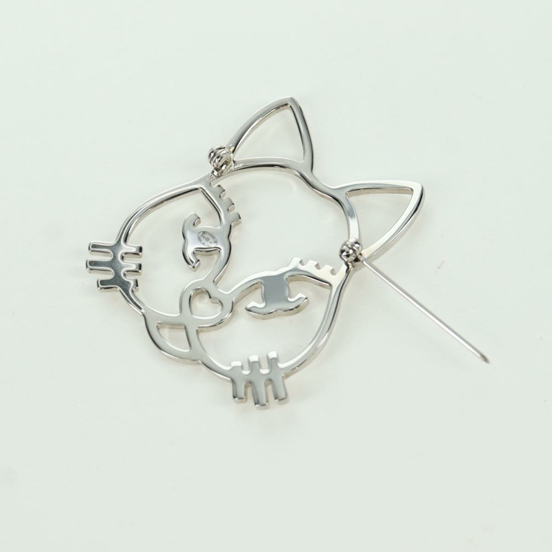 【日本直送】香奈兒貓咪胸針，金屬銀色，CC標誌，貨號ARZ169M-6