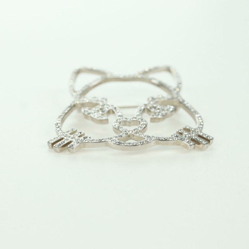 【日本直送】香奈兒貓咪胸針，金屬銀色，CC標誌，貨號ARZ169M-9