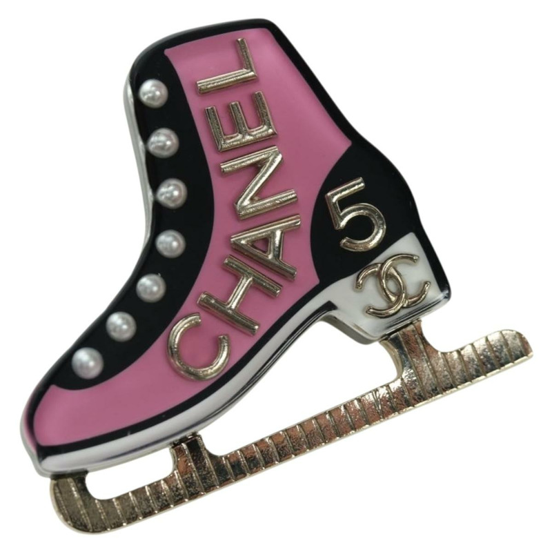 【日本直送】香奈兒滑板胸針，塑膠材質，粉紅色，CC標誌，貨號ARZ165M-0