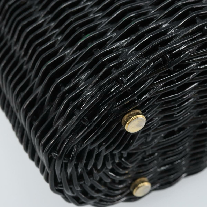 【日本直送】Salvatore Ferragamo Gancini 手提包，藤編黑色金色，正品 ARZ047V-13