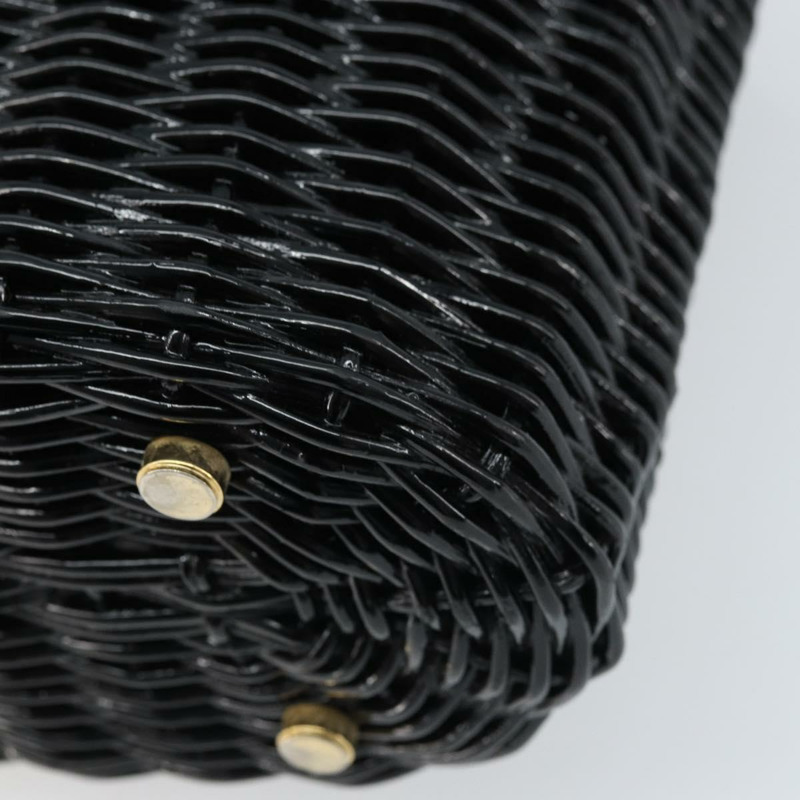 【日本直送】Salvatore Ferragamo Gancini 手提包，藤編黑色金色，正品 ARZ047V-14