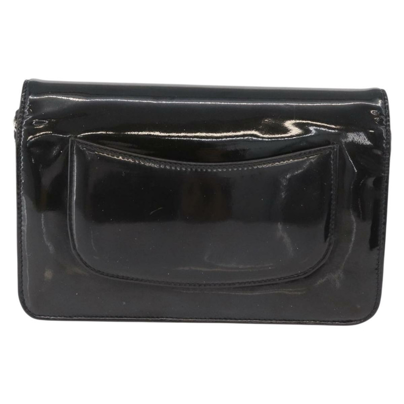 【日本直送】香奈兒 COCO 標誌鏈條單背包，漆皮黑色銀色 CC 標誌，正品編號 172433SAV-1