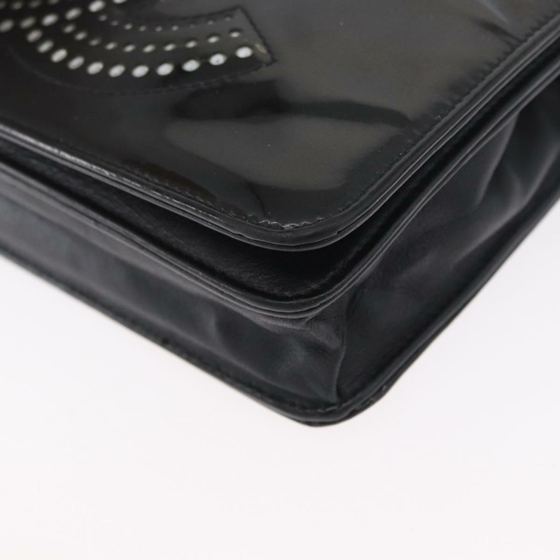 【日本直送】香奈兒 COCO 標誌鏈條單背包，漆皮黑色銀色 CC 標誌，正品編號 172433SAV-15