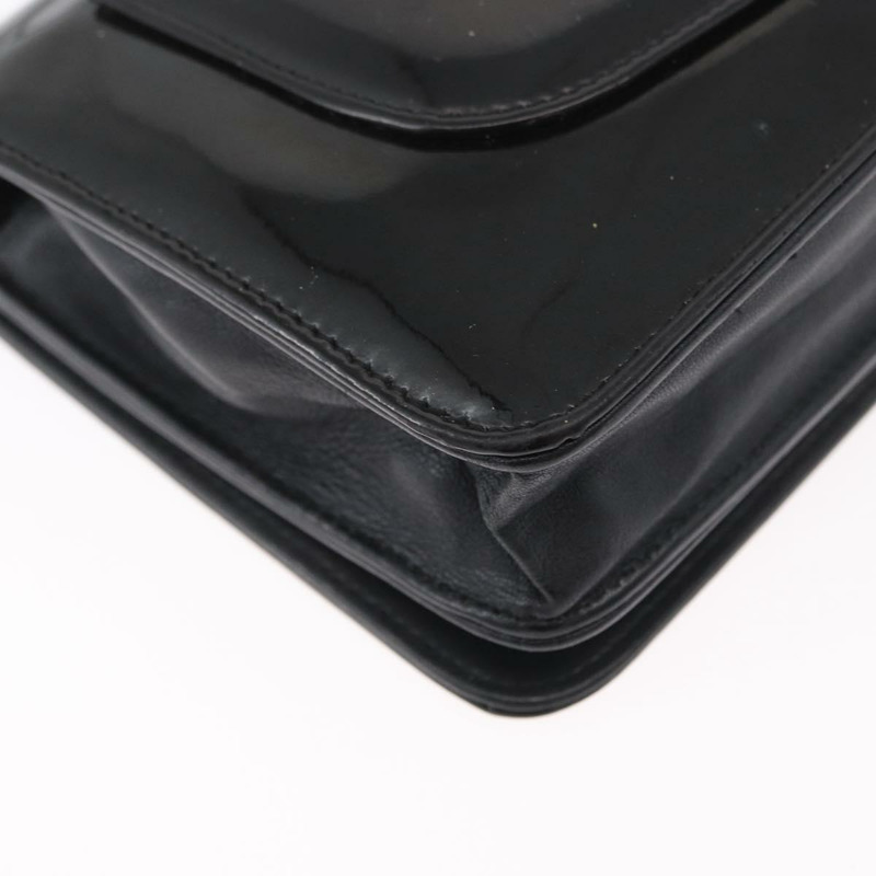 【日本直送】香奈兒 COCO 標誌鏈條單背包，漆皮黑色銀色 CC 標誌，正品編號 172433SAV-16