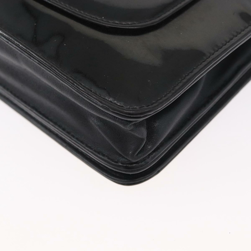 【日本直送】香奈兒 COCO 標誌鏈條單背包，漆皮黑色銀色 CC 標誌，正品編號 172433SAV-17