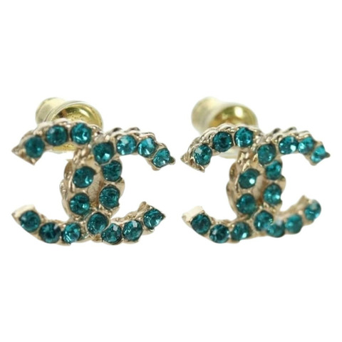 香奈兒 COCO Mark Pierce 金屬藍雙C標誌 Auth 172552M