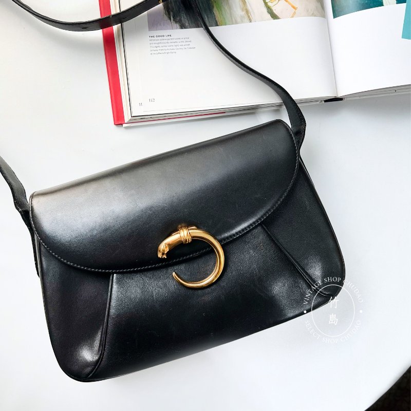 Cartier Panthère黑金豹皮革單肩包-0