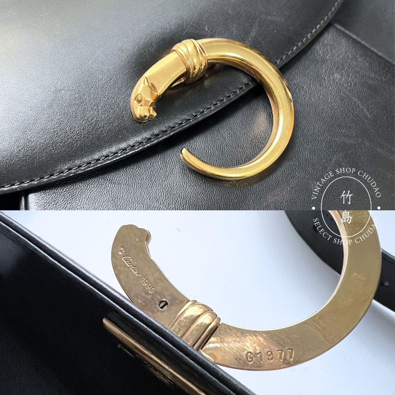 Cartier Panthère黑金豹皮革單肩包-5