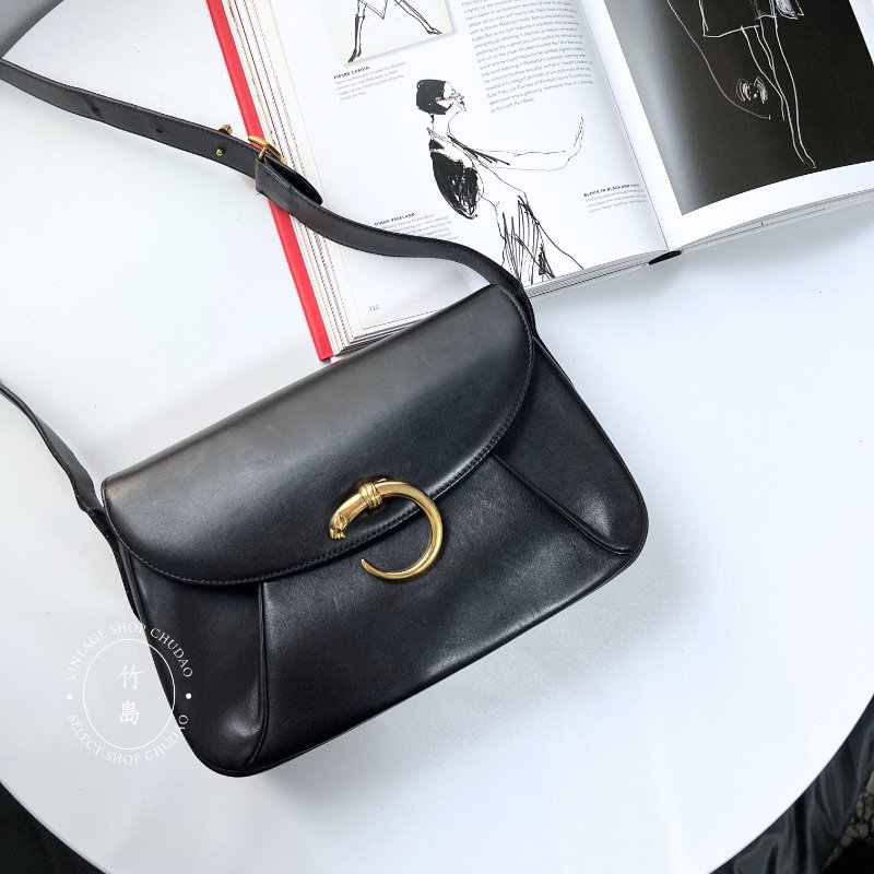 Cartier Panthère黑金豹皮革單肩包-9