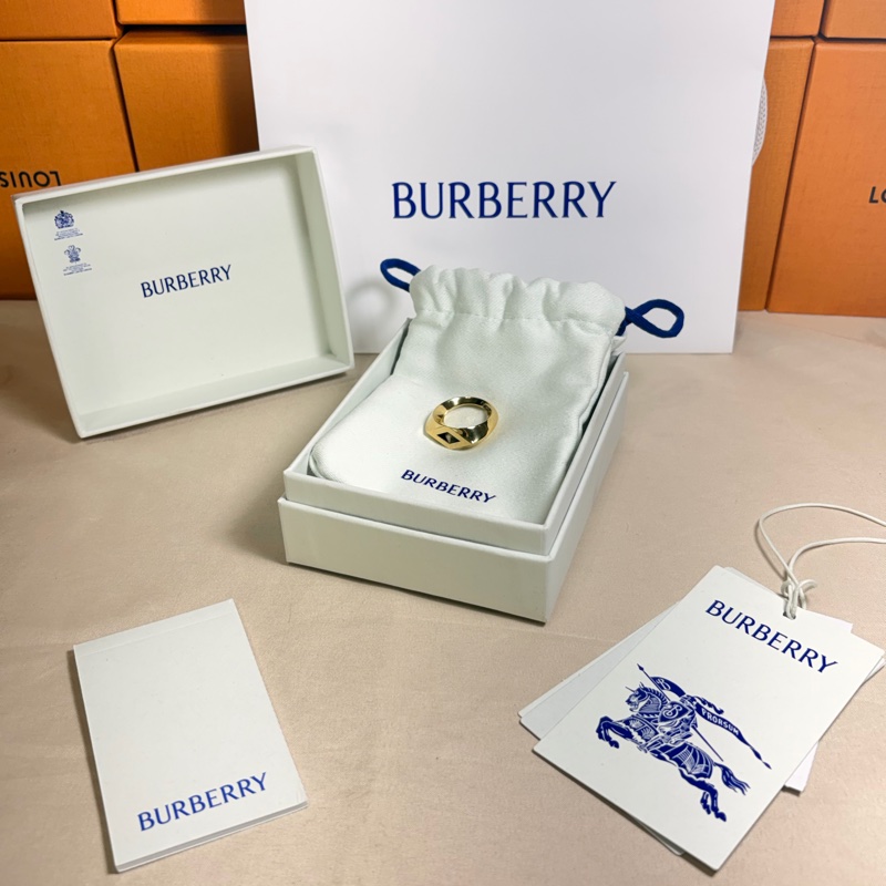 🎁全新閒置未使用盒裝 Burberry 巴寶莉 925純銀 金色戒指-2