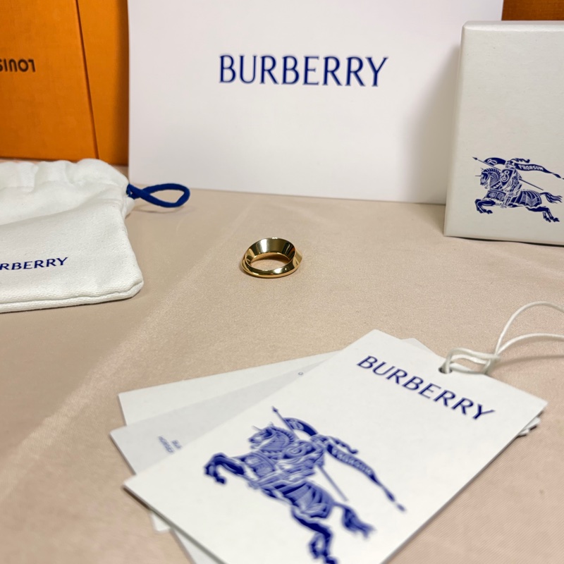 🎁全新閒置未使用盒裝 Burberry 巴寶莉 925純銀 金色戒指-7