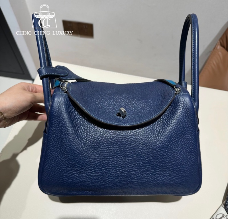🌈Hermes💙Lindy 26💙寶石藍銀扣🌟97新🌟TC皮🌟愛馬仕🌟-0