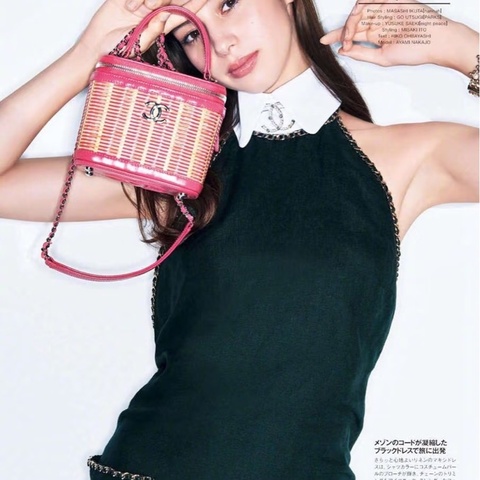 Chanel香奈兒 2020ss限量春夏系列竹編包竹籃子藤條包 粉色化妝包 手提單肩斜挎包