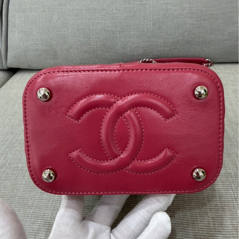 Chanel香奈兒 2020ss限量春夏系列竹編包竹籃子藤條包 粉色化妝包 手提單肩斜挎包-17