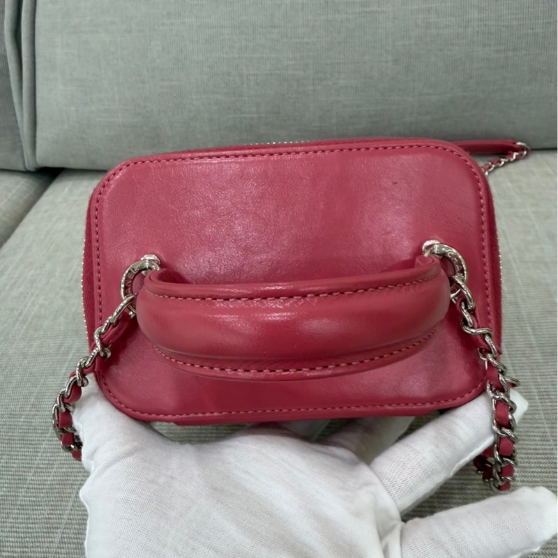 Chanel香奈兒 2020ss限量春夏系列竹編包竹籃子藤條包 粉色化妝包 手提單肩斜挎包-18