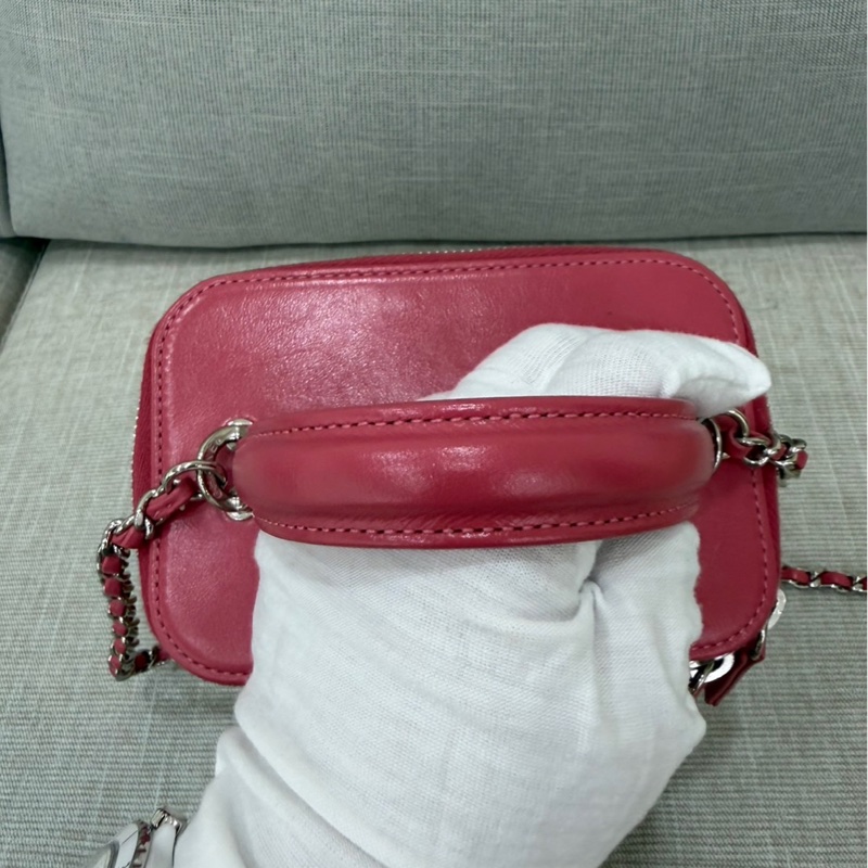 Chanel香奈兒 2020ss限量春夏系列竹編包竹籃子藤條包 粉色化妝包 手提單肩斜挎包-23