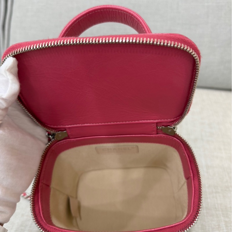 Chanel香奈兒 2020ss限量春夏系列竹編包竹籃子藤條包 粉色化妝包 手提單肩斜挎包-27