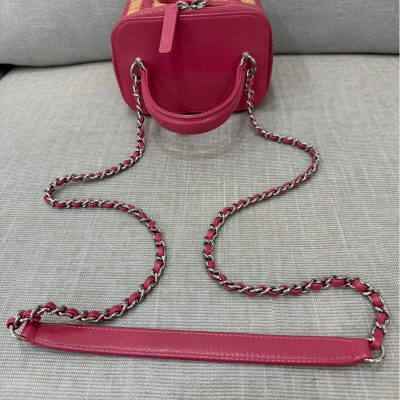 Chanel香奈兒 2020ss限量春夏系列竹編包竹籃子藤條包 粉色化妝包 手提單肩斜挎包-29