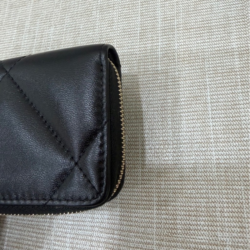 香奈兒Chanel 19 拉鍊零錢包 卡包 黑金#芯片款#-5