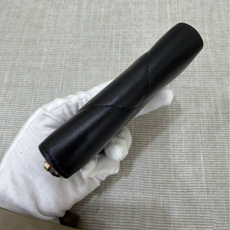 香奈兒Chanel 19 拉鍊零錢包 卡包 黑金#芯片款#-12