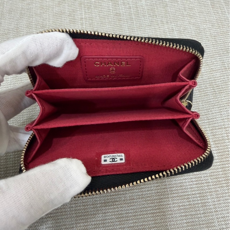 香奈兒Chanel 19 拉鍊零錢包 卡包 黑金#芯片款#-15