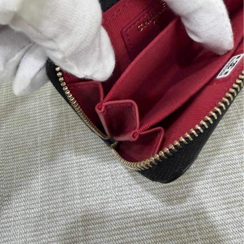 香奈兒Chanel 19 拉鍊零錢包 卡包 黑金#芯片款#-19