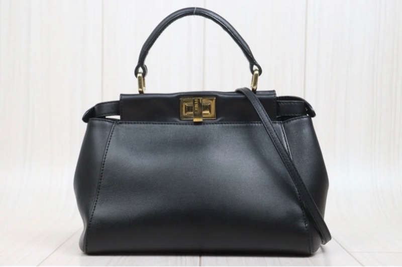 「JL精品代購」9新 Fendi Peekaboo 黑金mini-3