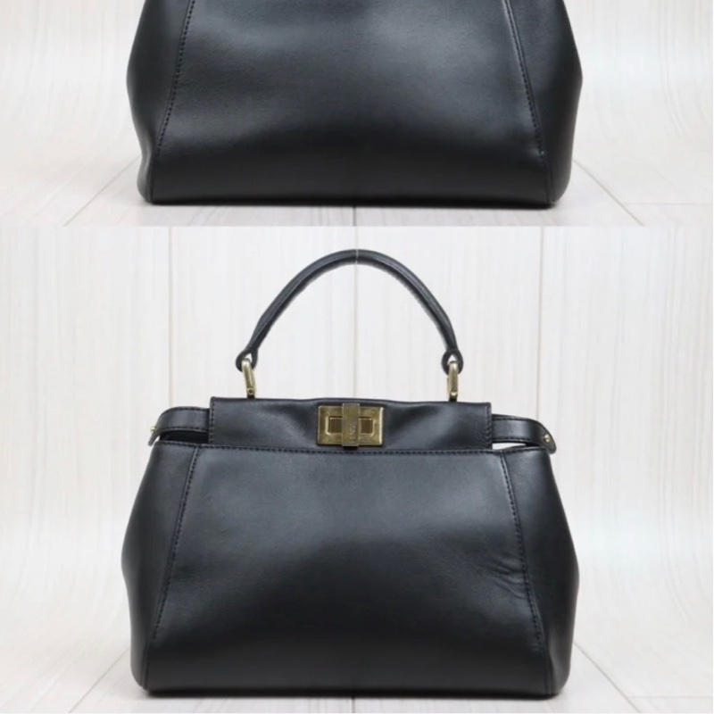 「JL精品代購」9新 Fendi Peekaboo 黑金mini-4