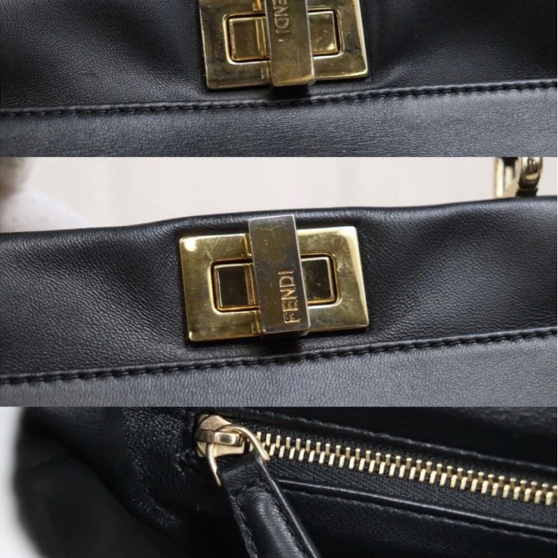 「JL精品代購」9新 Fendi Peekaboo 黑金mini-10