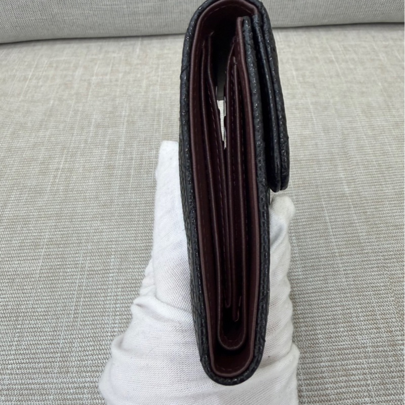 香奈兒Chanel 荔枝牛皮經典三折短夾#黑金#-6